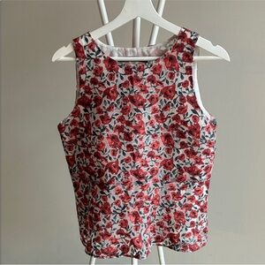 Zara Floral Sleeveless Top - Red and White